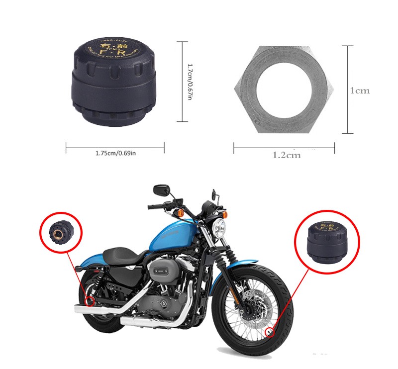 2 wheels Wireless Real Time Motorcycle TPMS 